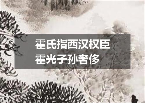 霍氏指西汉权臣霍光子孙奢侈