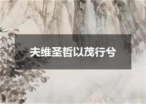 夫维圣哲以茂行兮