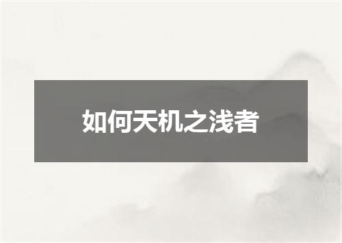 如何天机之浅者