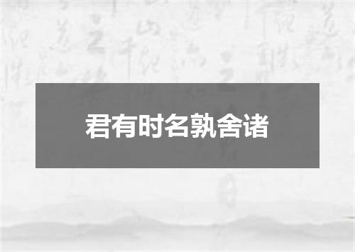 君有时名孰舍诸