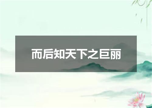 而后知天下之巨丽