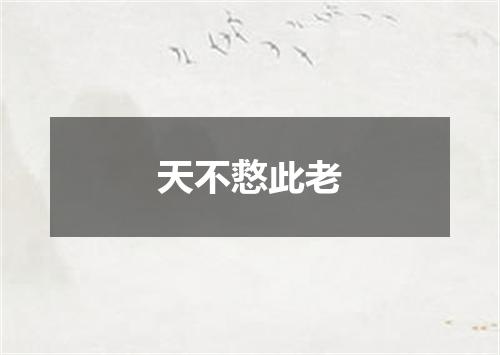 天不慦此老