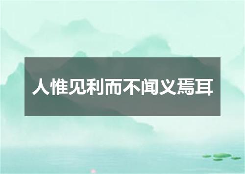 人惟见利而不闻义焉耳