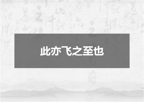 此亦飞之至也