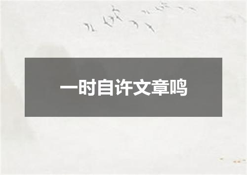 一时自许文章鸣