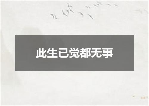 此生已觉都无事