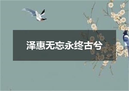 泽惠无忘永终古兮