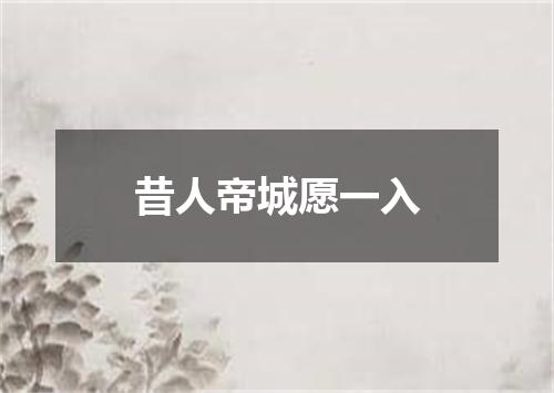 昔人帝城愿一入