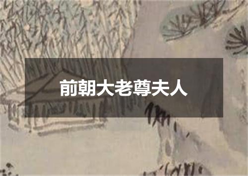 前朝大老尊夫人