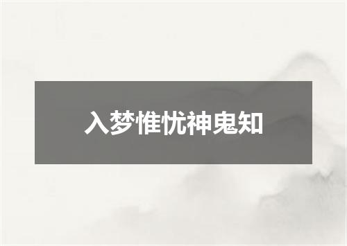 入梦惟忧神鬼知