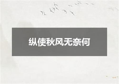 纵使秋风无奈何