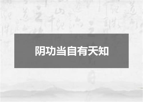 阴功当自有天知