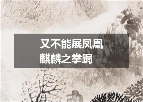 又不能展凤凰麒麟之拳跼