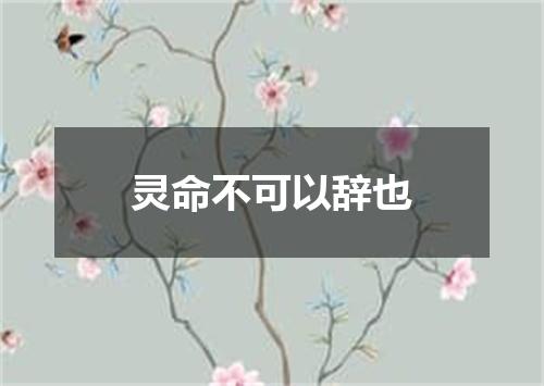 灵命不可以辞也
