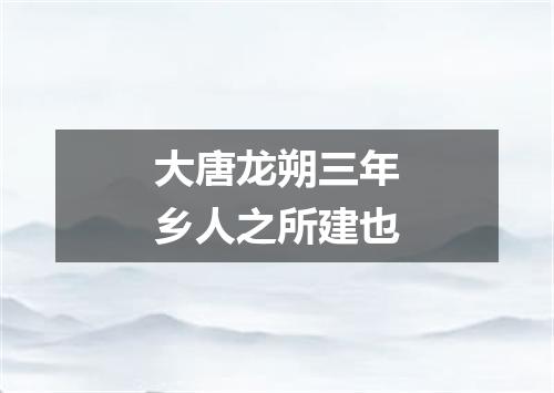 大唐龙朔三年乡人之所建也