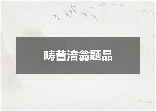 畴昔涪翁题品