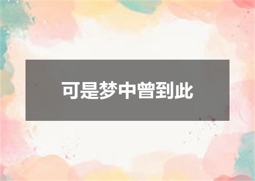 可是梦中曾到此