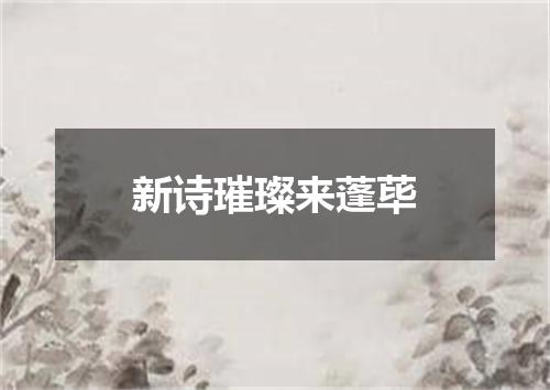 新诗璀璨来蓬荜