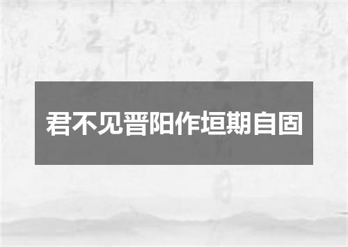 君不见晋阳作垣期自固