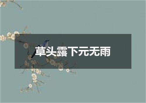草头露下元无雨