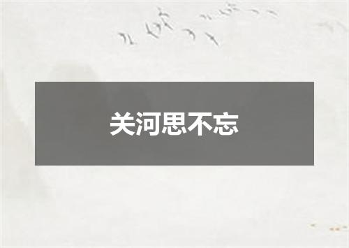关河思不忘