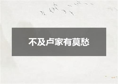 不及卢家有莫愁