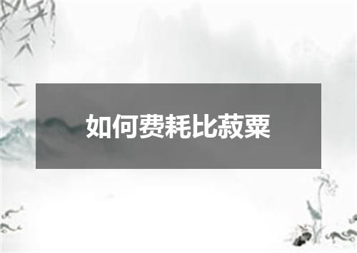 如何费耗比菽粟
