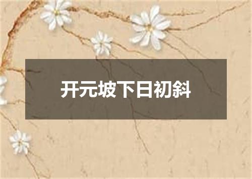 开元坡下日初斜