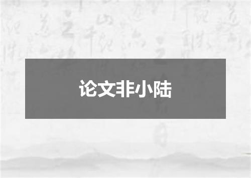 论文非小陆