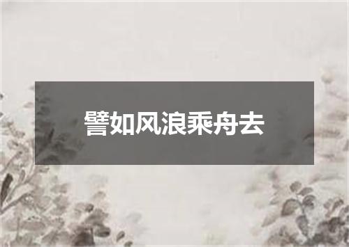 譬如风浪乘舟去
