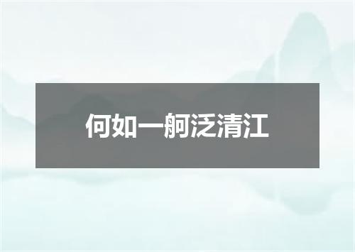 何如一舸泛清江