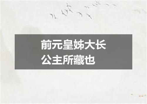 前元皇姊大长公主所藏也