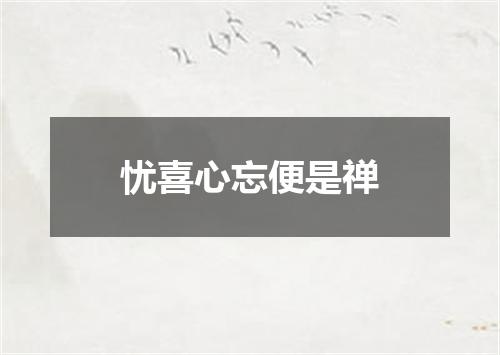 忧喜心忘便是禅