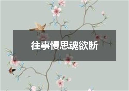 往事慢思魂欲断