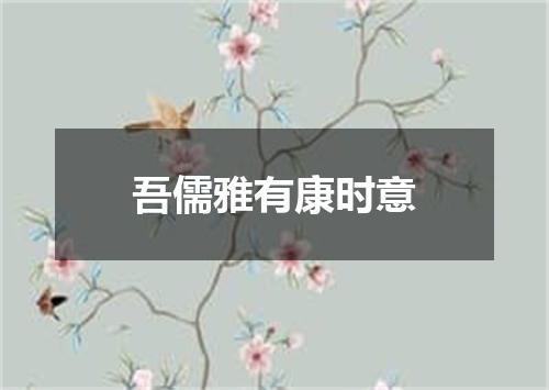 吾儒雅有康时意