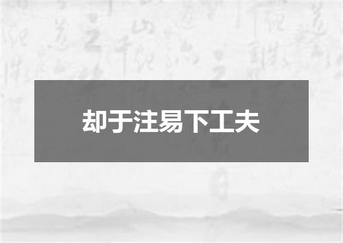 却于注易下工夫