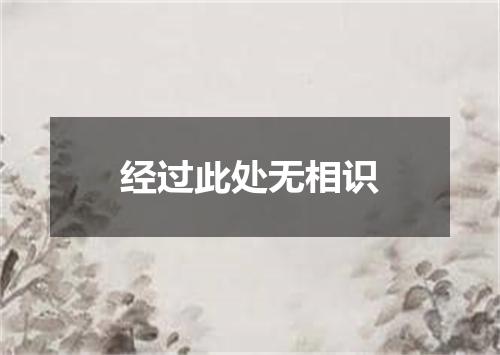 经过此处无相识