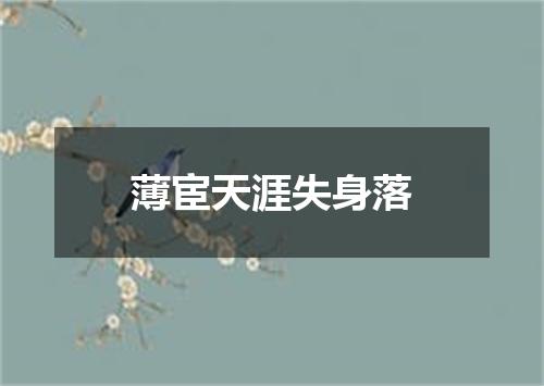 薄宦天涯失身落