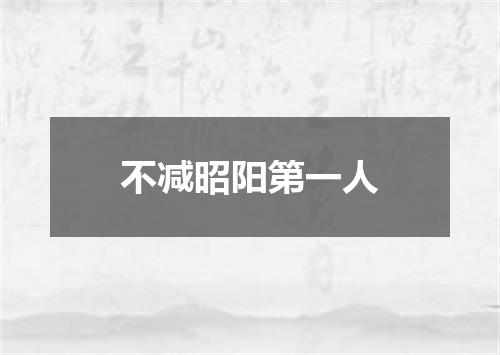 不减昭阳第一人
