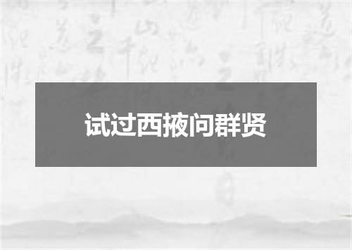 试过西掖问群贤