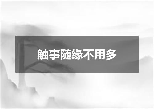 触事随缘不用多