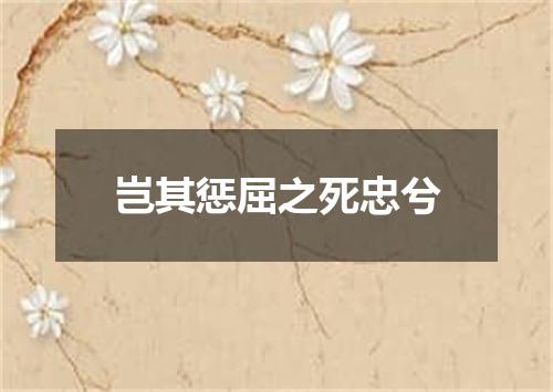 岂其惩屈之死忠兮