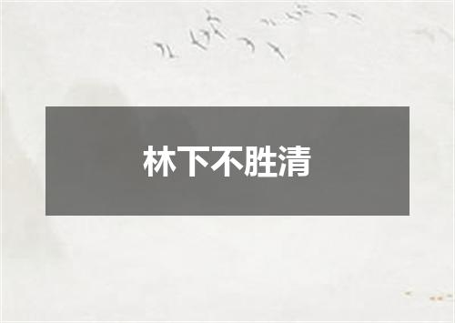 林下不胜清