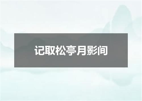记取松亭月影间