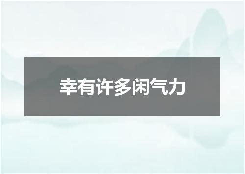 幸有许多闲气力