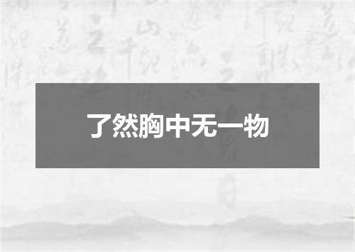 了然胸中无一物
