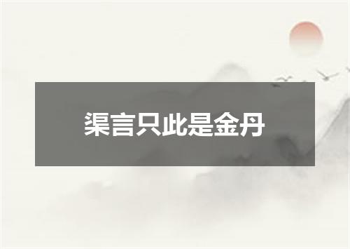 渠言只此是金丹
