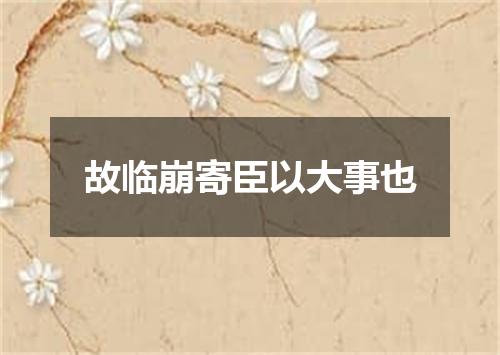 故临崩寄臣以大事也