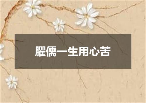 臞儒一生用心苦
