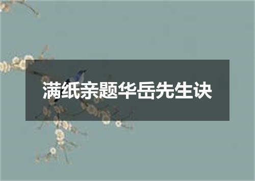 满纸亲题华岳先生诀